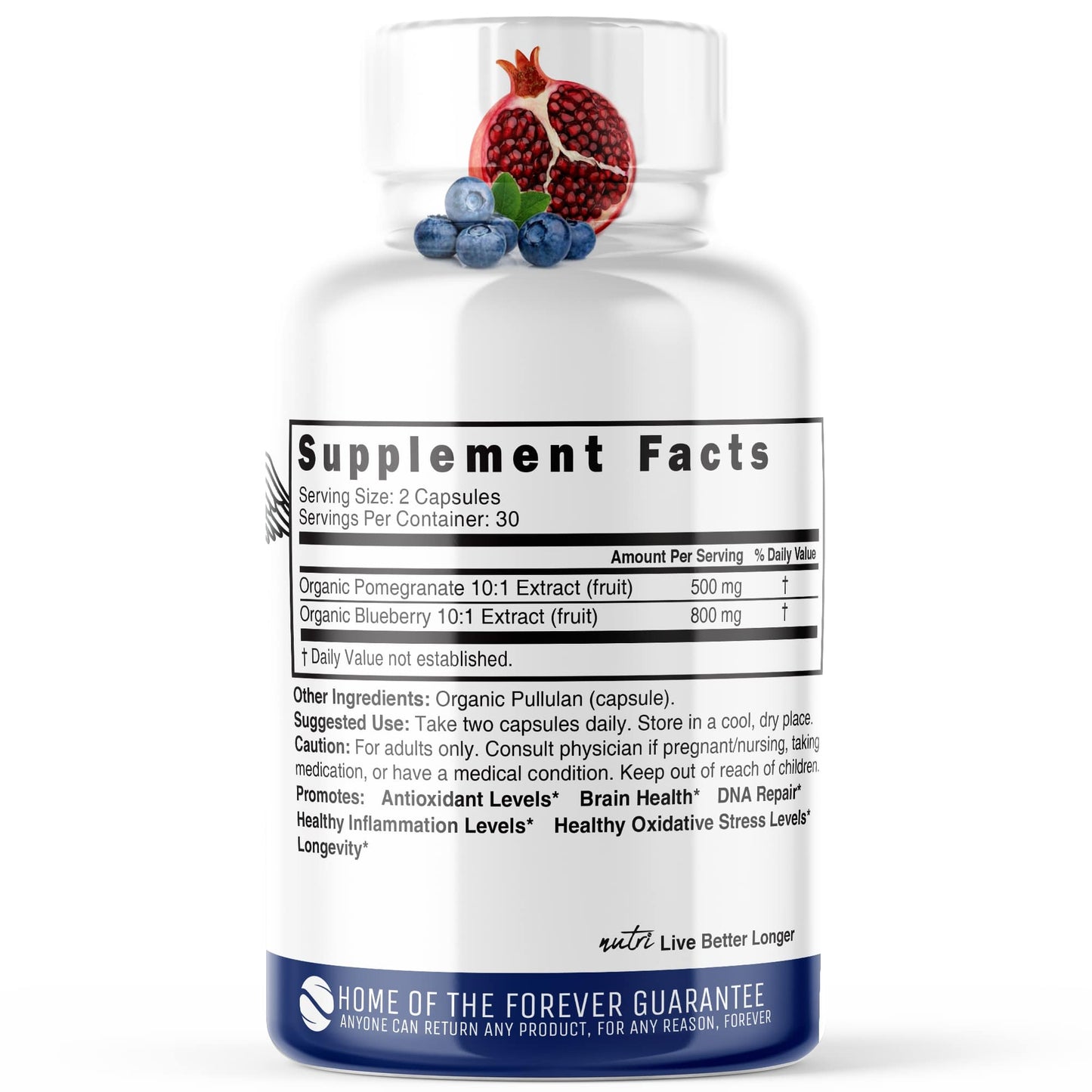 Nutri Blueberry & Pomegranate 10:1 Extracts 1300mg – ORGANIC