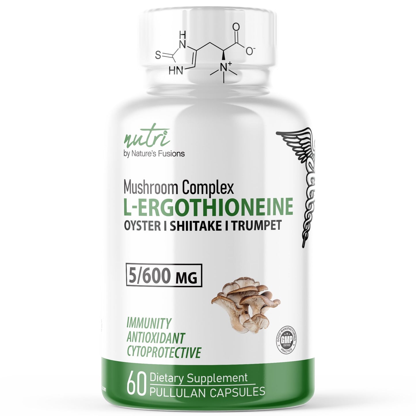 Nutri L Ergothioneine Supplements With Mushroom Complex – 5mg L-Ergothioneine & 600mg Organic Mushroom Extracts