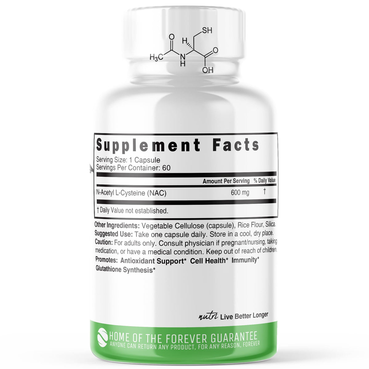 Nutri NAC: N-Acetyl L-Cysteine 600mg 60CT