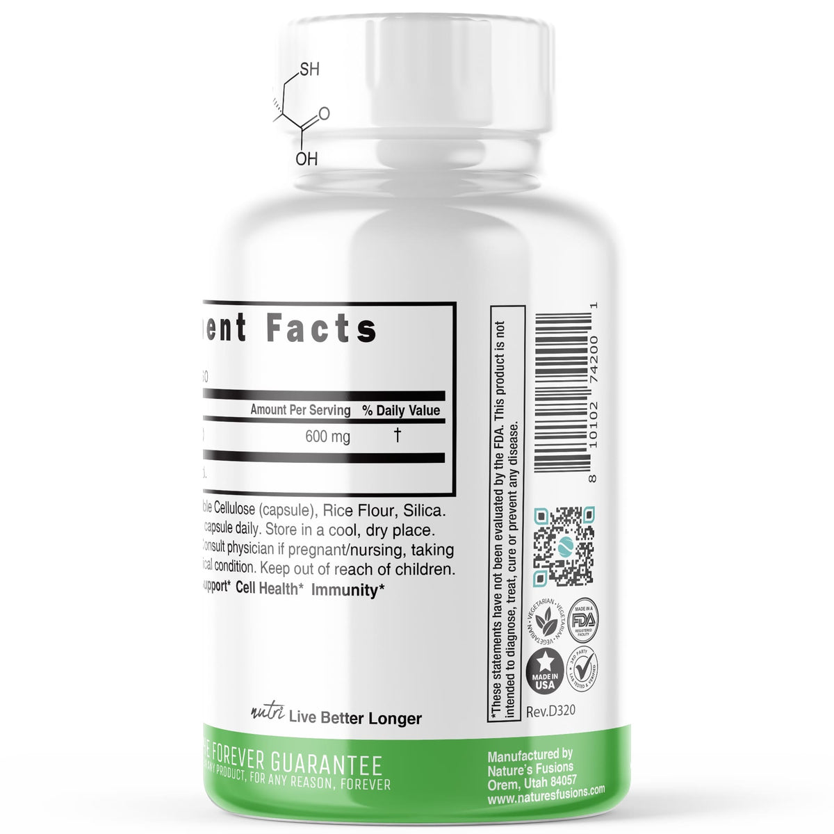 Nutri NAC: N-Acetyl L-Cysteine 600mg 60CT