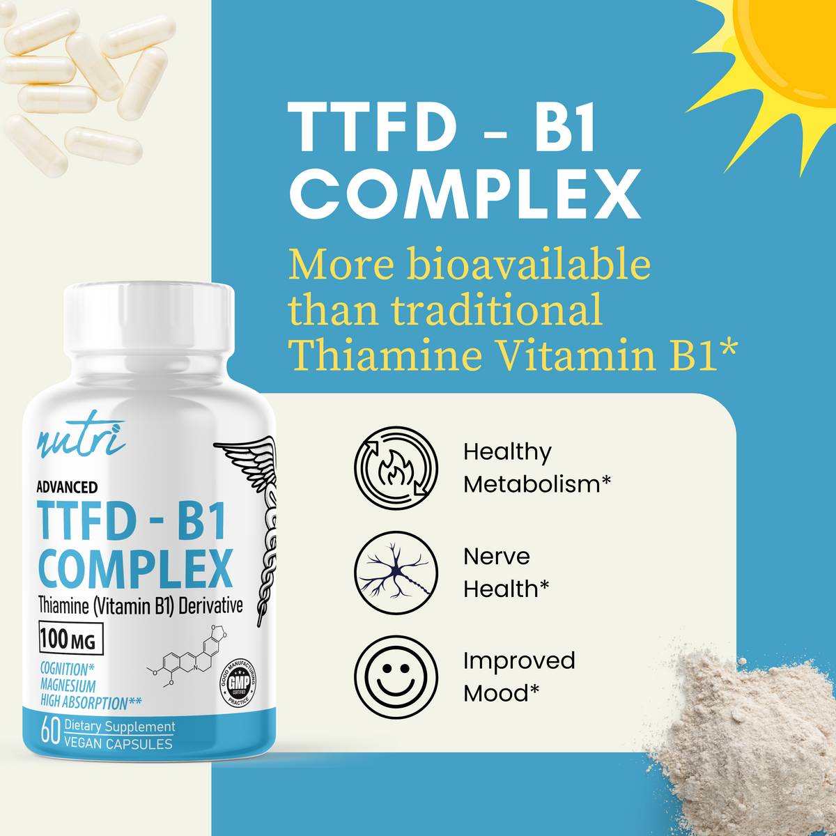 Nutri TTFD-B1 Thiamine Complex - 60 Count - 100mg