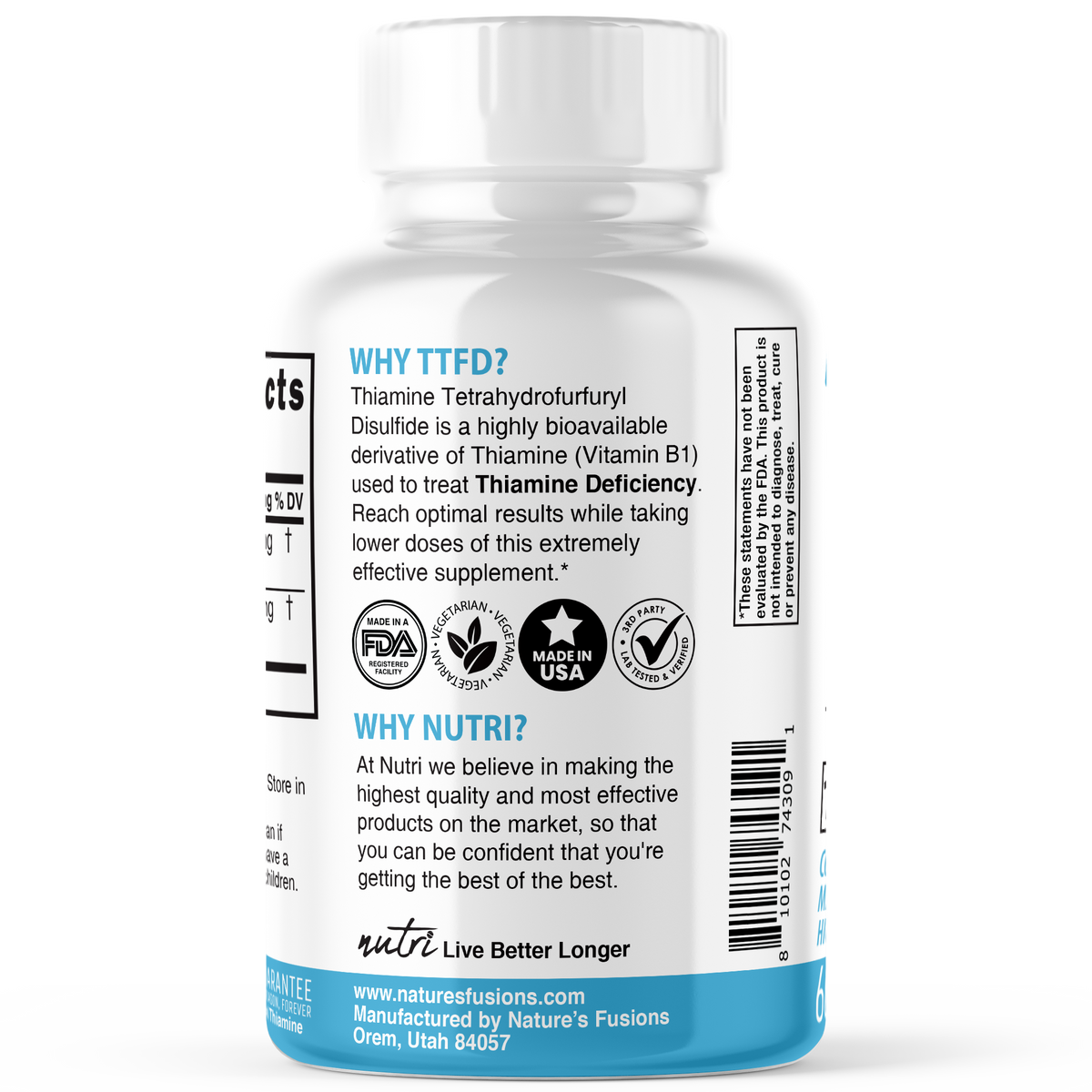 Nutri TTFD-B1 Thiamine Complex - 60 Count - 100mg