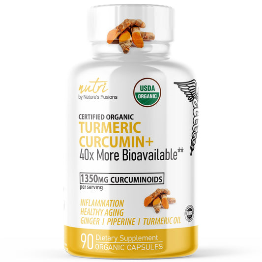 Nutri Turmeric Curcumin 1350mg Curcuminoids (With Ginger, Piperine & Turmeric Oil) – ORGANIC