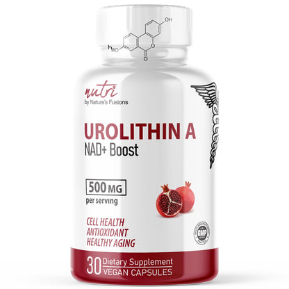 Nutri Urolithin A 500mg – NAD+ Boost, Antioxidant, Cellular Health – 30 Vegan Capsules