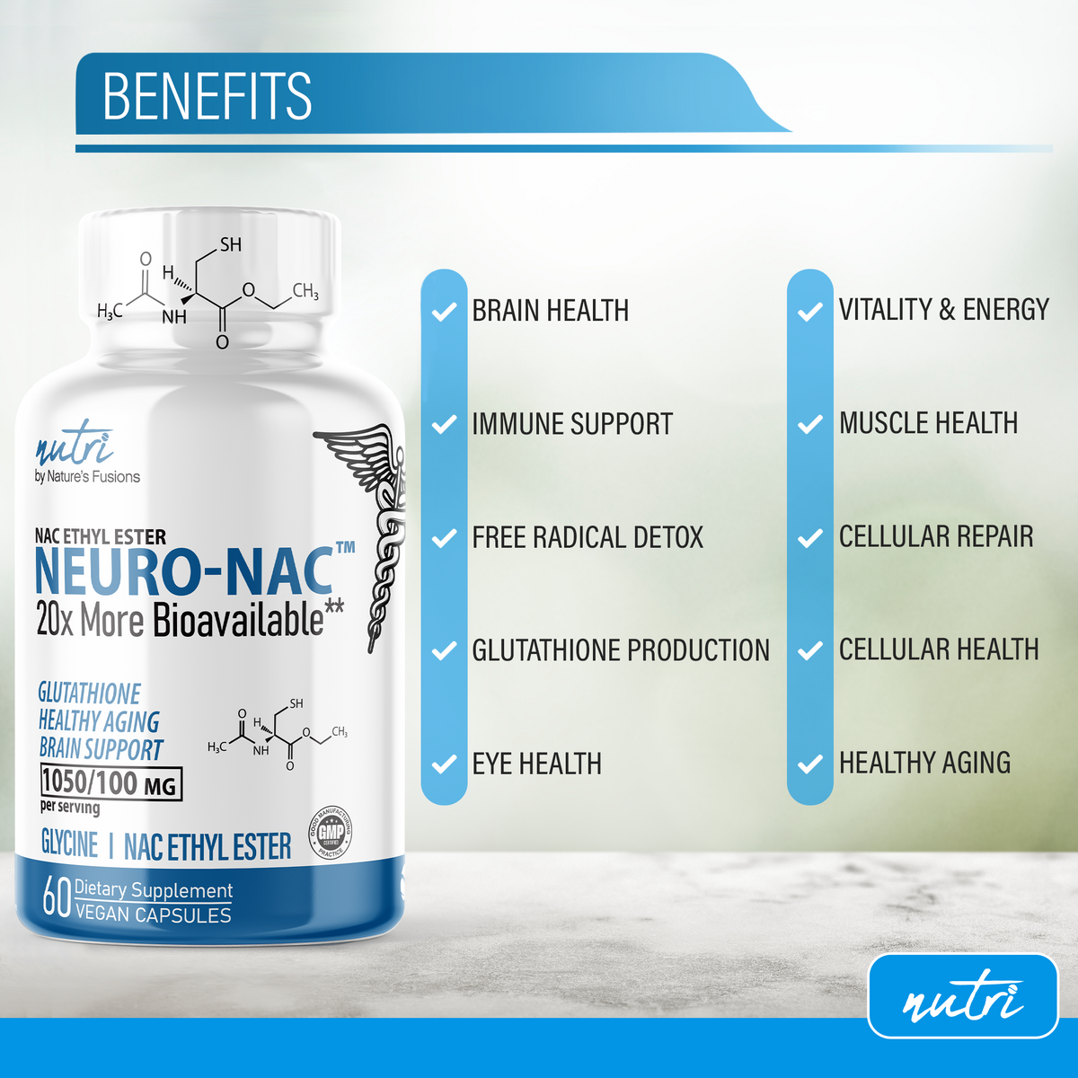 Nutri Neuro NAC: NACET N-Acetyl L-Cysteine Ethyl Ester With Glycine, Molybdenum & Selenium